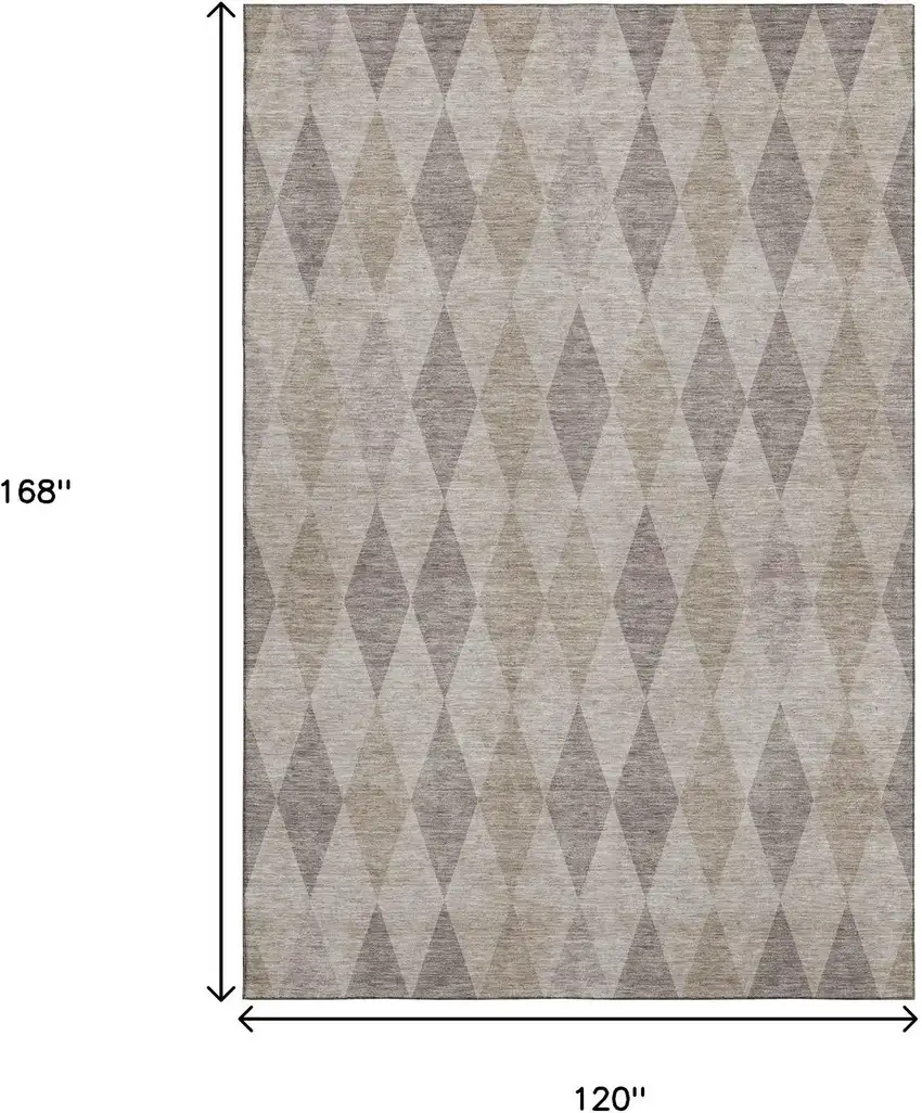 Beige And Gray Geometric Washable Area Rug With UV Protection Photo 3