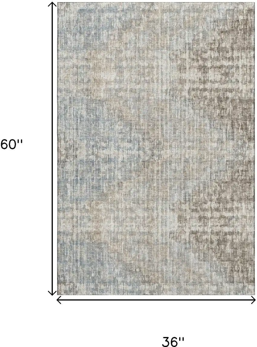 Beige And Gray Geometric Washable Area Rug With UV Protection Photo 9