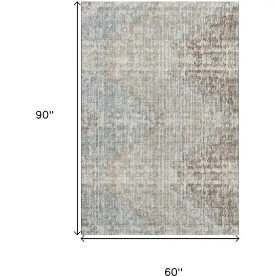 Beige And Gray Geometric Washable Area Rug With UV Protection Photo 9