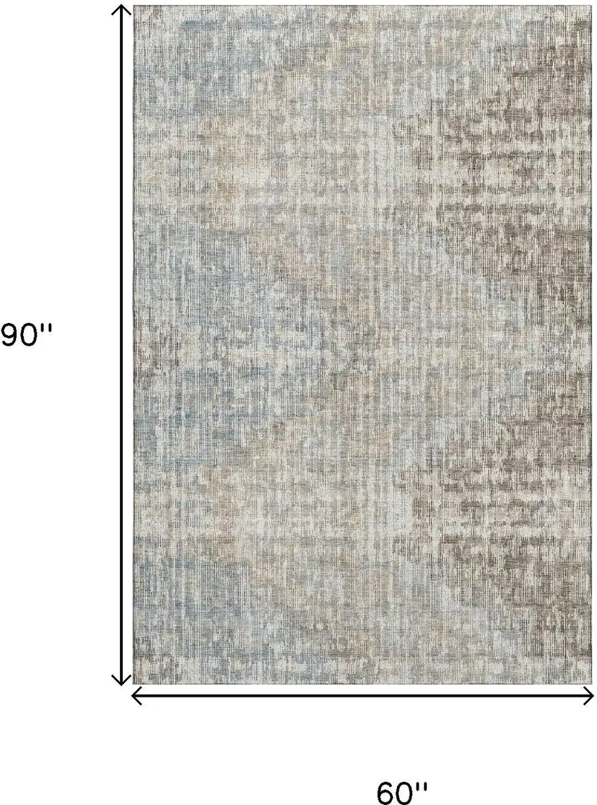 Beige And Gray Geometric Washable Area Rug With UV Protection Photo 9