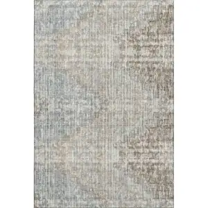 Photo of Beige And Gray Geometric Washable Area Rug With UV Protection