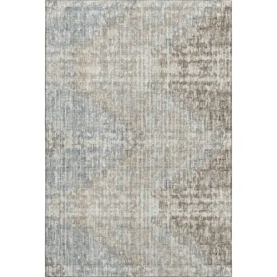 Beige And Gray Geometric Washable Area Rug With UV Protection Photo 1