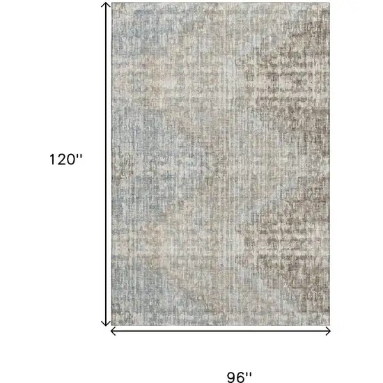 Beige And Gray Geometric Washable Area Rug With UV Protection Photo 9