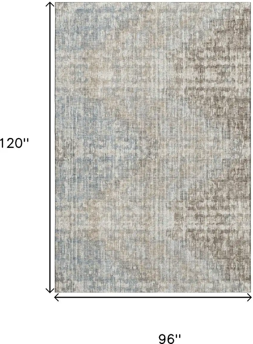 Beige And Gray Geometric Washable Area Rug With UV Protection Photo 9