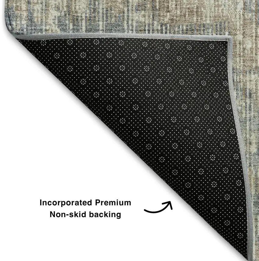 Beige And Gray Geometric Washable Area Rug With UV Protection Photo 5