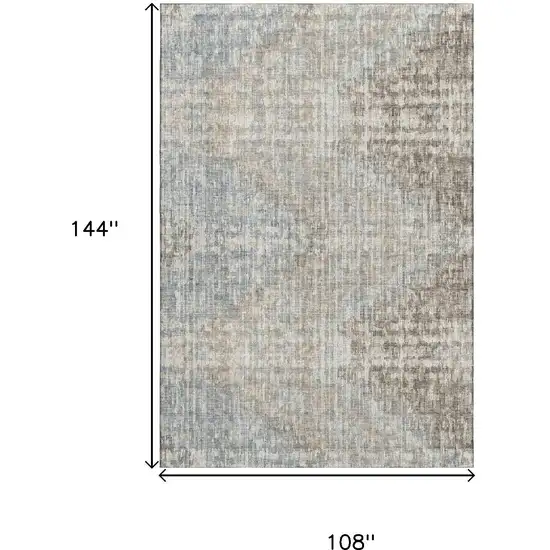 Beige And Gray Geometric Washable Area Rug With UV Protection Photo 9