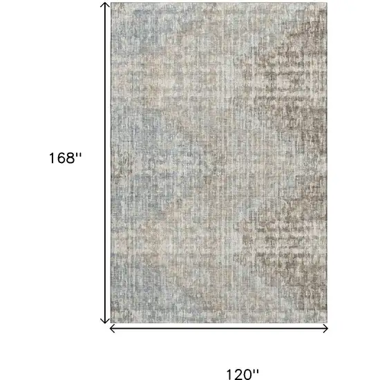 Beige And Gray Geometric Washable Area Rug With UV Protection Photo 9