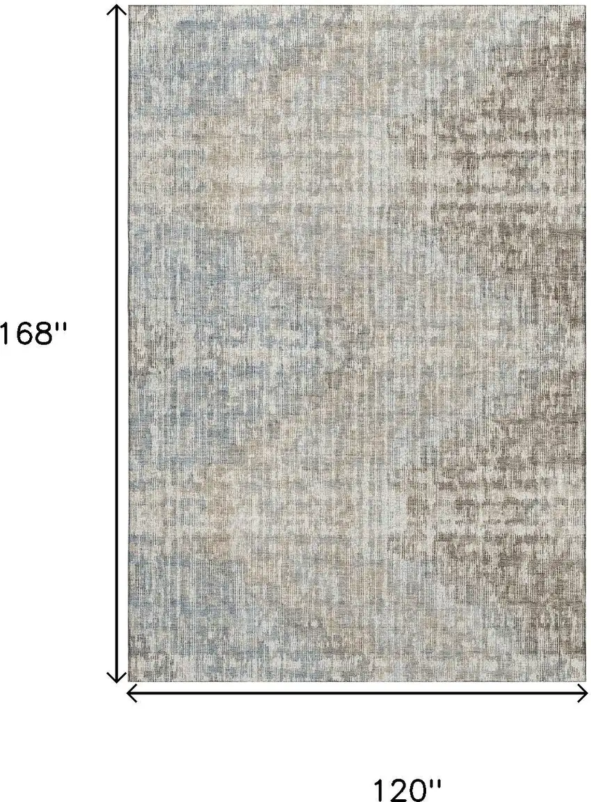 Beige And Gray Geometric Washable Area Rug With UV Protection Photo 9