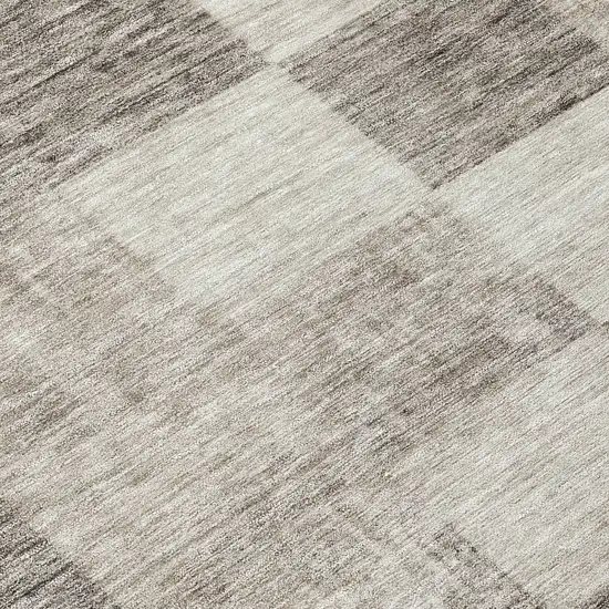 Beige And Gray Geometric Washable Indoor Outdoor Area Rug Photo 8