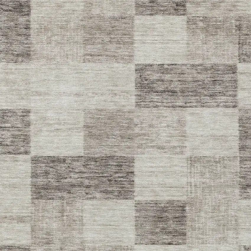 Beige And Gray Geometric Washable Indoor Outdoor Area Rug Photo 5