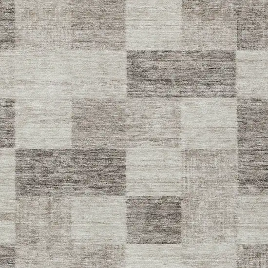 Beige And Gray Geometric Washable Indoor Outdoor Area Rug Photo 5