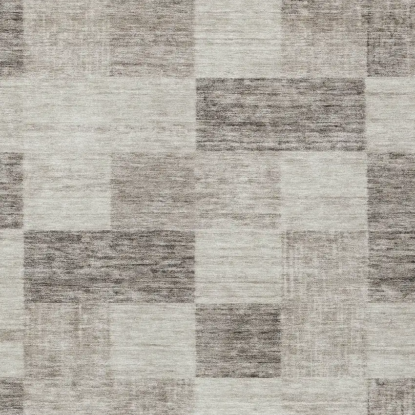 Beige And Gray Geometric Washable Indoor Outdoor Area Rug Photo 5