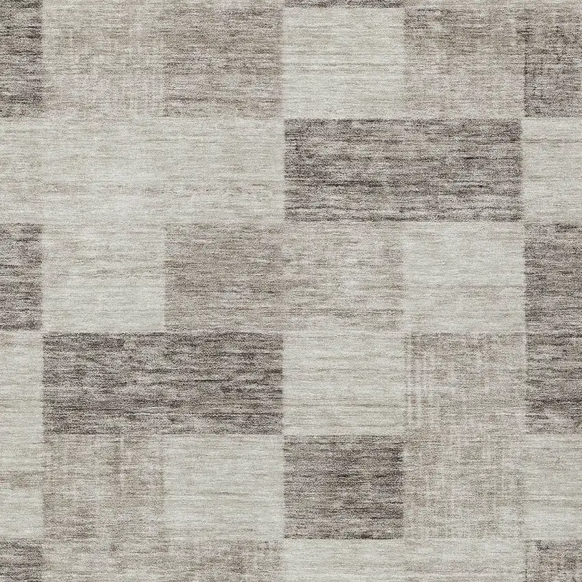 Beige And Gray Geometric Washable Indoor Outdoor Area Rug Photo 5