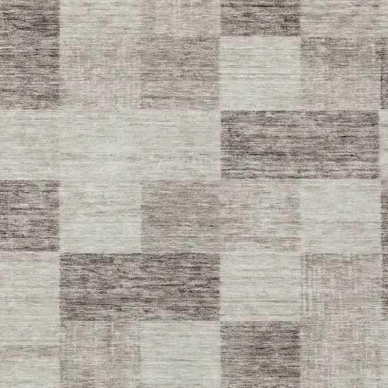 Beige And Gray Geometric Washable Indoor Outdoor Area Rug Photo 5