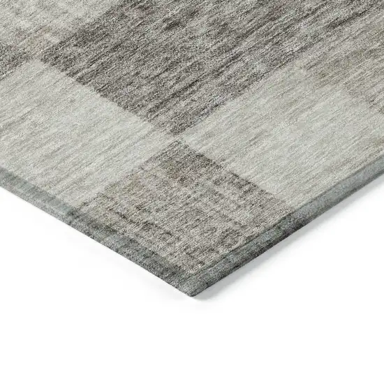 Beige And Gray Geometric Washable Indoor Outdoor Area Rug Photo 4