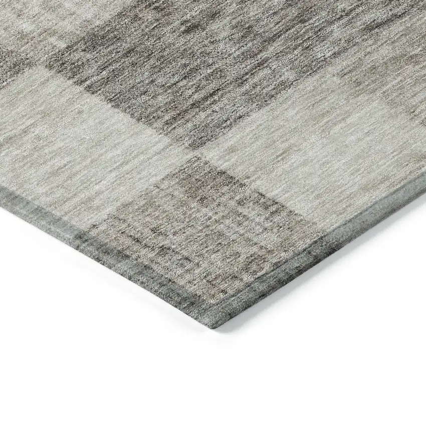 Beige And Gray Geometric Washable Indoor Outdoor Area Rug Photo 4