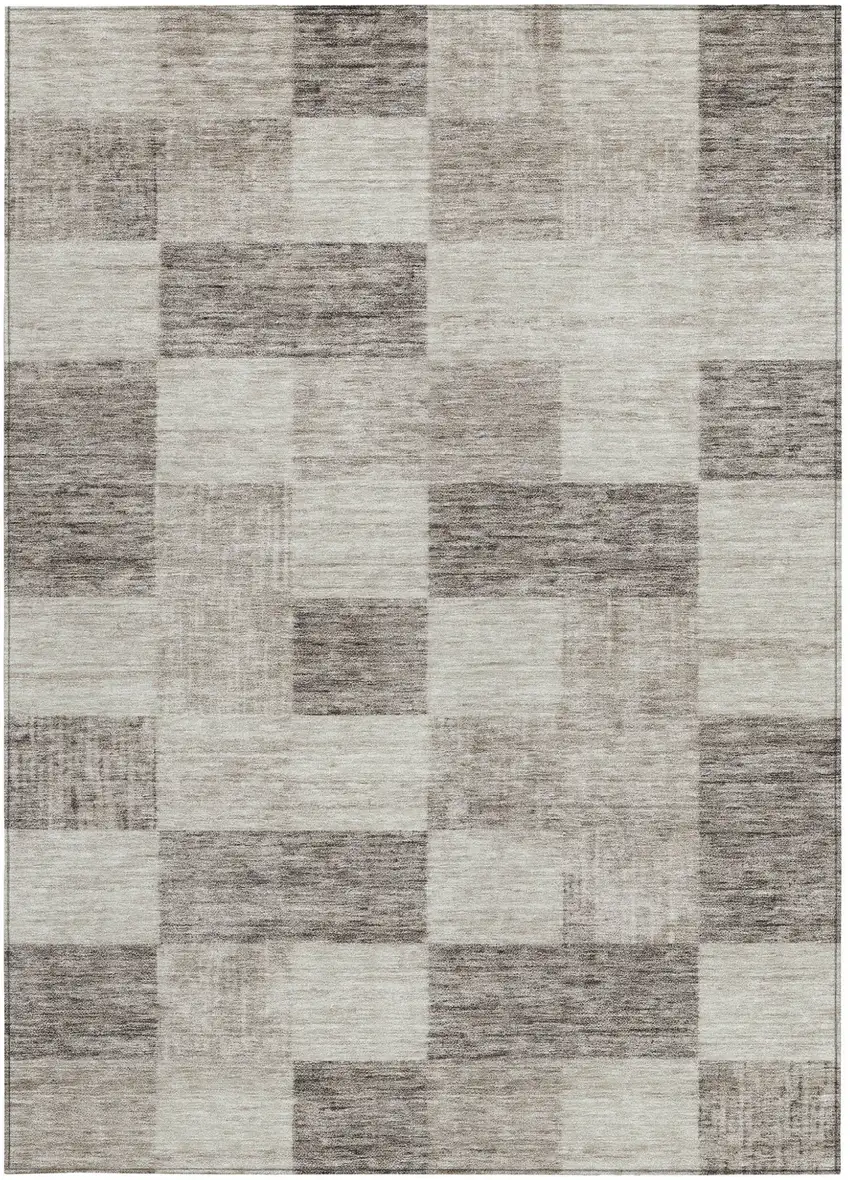 Beige And Gray Geometric Washable Indoor Outdoor Area Rug Photo 6