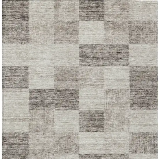 Beige And Gray Geometric Washable Indoor Outdoor Area Rug Photo 5