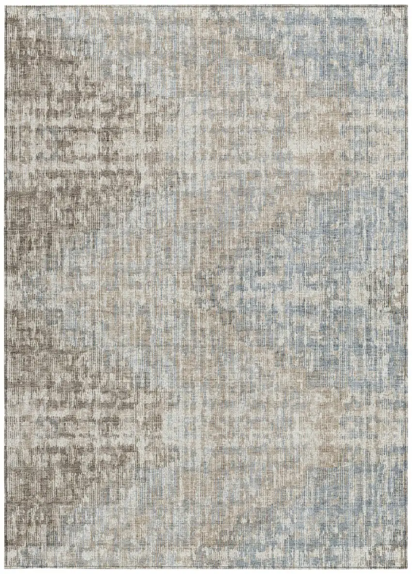 Beige And Gray Geometric Washable Indoor Outdoor Area Rug Photo 3