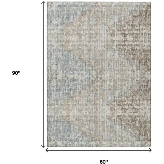 Beige And Gray Geometric Washable Indoor Outdoor Area Rug Photo 9