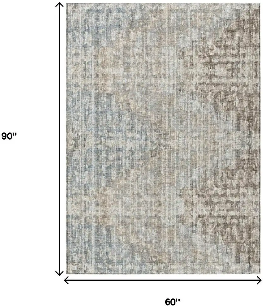 Beige And Gray Geometric Washable Indoor Outdoor Area Rug Photo 9