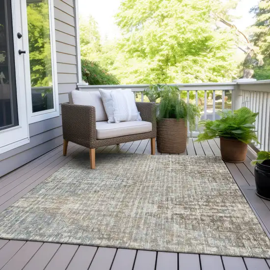 Beige And Gray Geometric Washable Indoor Outdoor Area Rug Photo 8