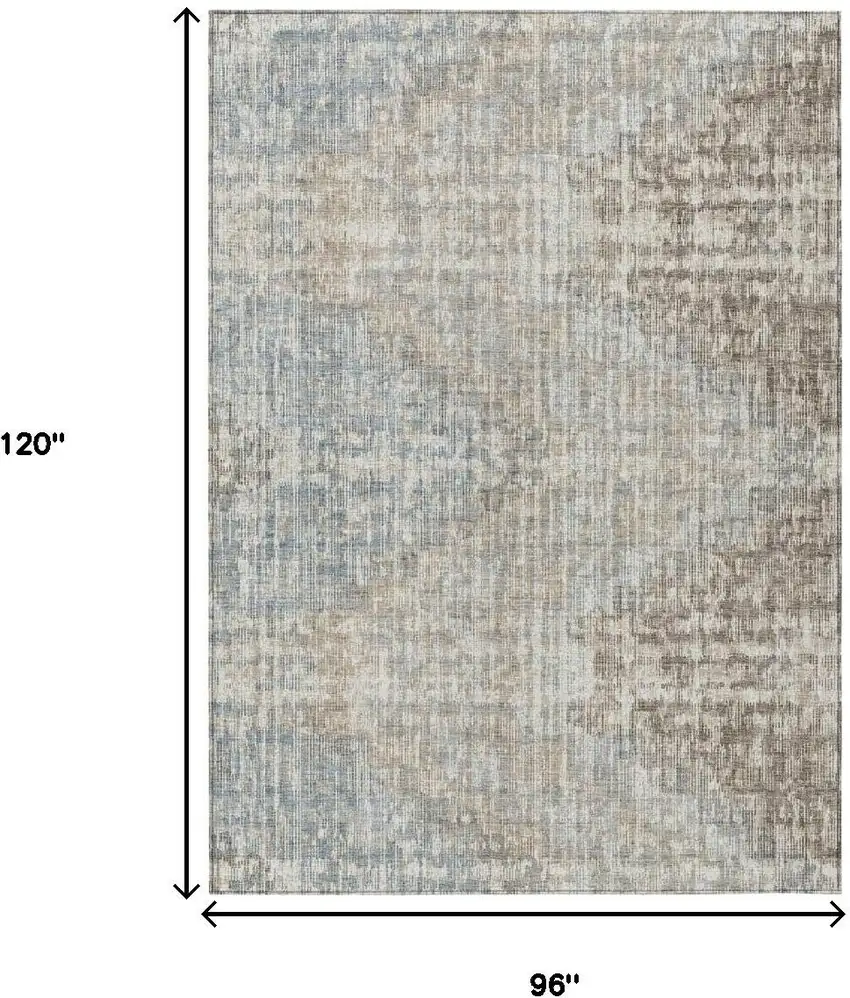 Beige And Gray Geometric Washable Indoor Outdoor Area Rug Photo 8