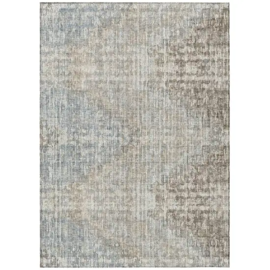 Beige And Gray Geometric Washable Indoor Outdoor Area Rug Photo 1