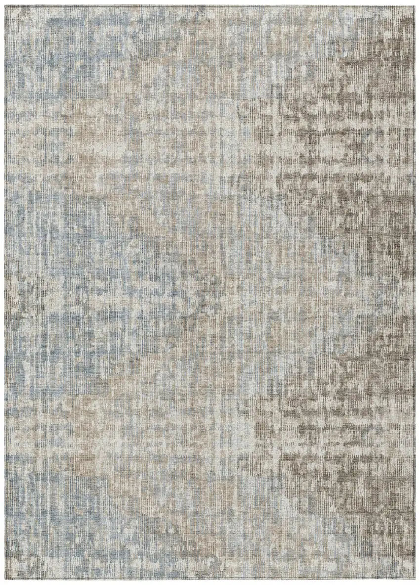 Beige And Gray Geometric Washable Indoor Outdoor Area Rug Photo 1
