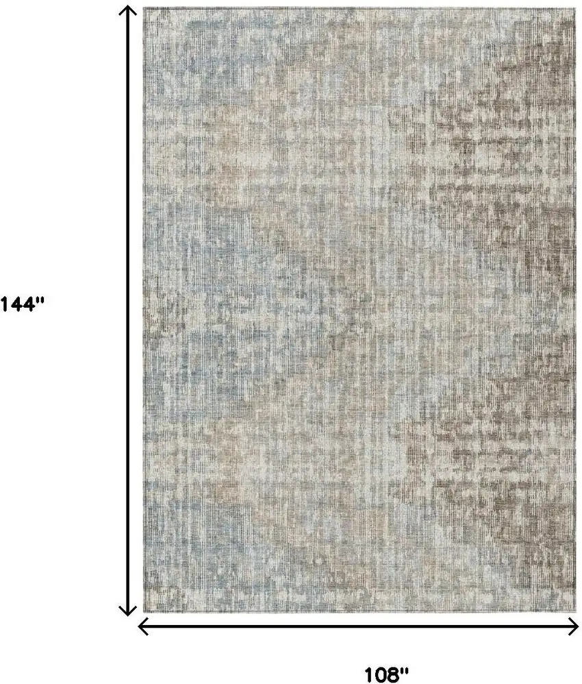 Beige And Gray Geometric Washable Indoor Outdoor Area Rug Photo 8