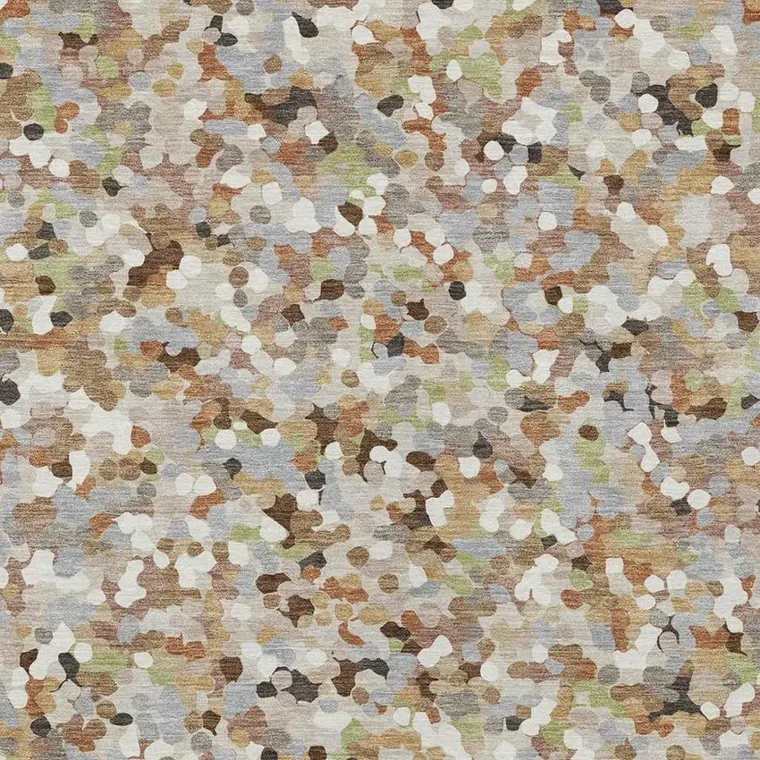 Beige And Gray Geometric Washable Indoor Outdoor Area Rug Photo 2