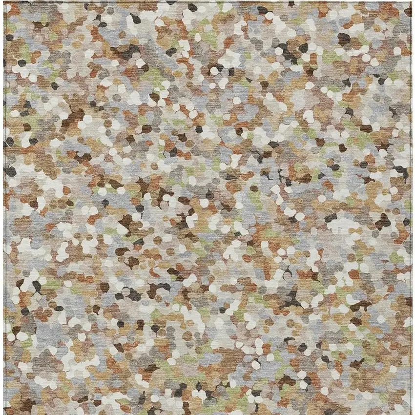 Beige And Gray Geometric Washable Indoor Outdoor Area Rug Photo 3