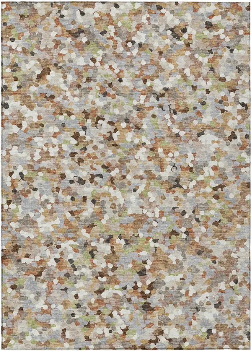 Beige And Gray Geometric Washable Indoor Outdoor Area Rug Photo 1