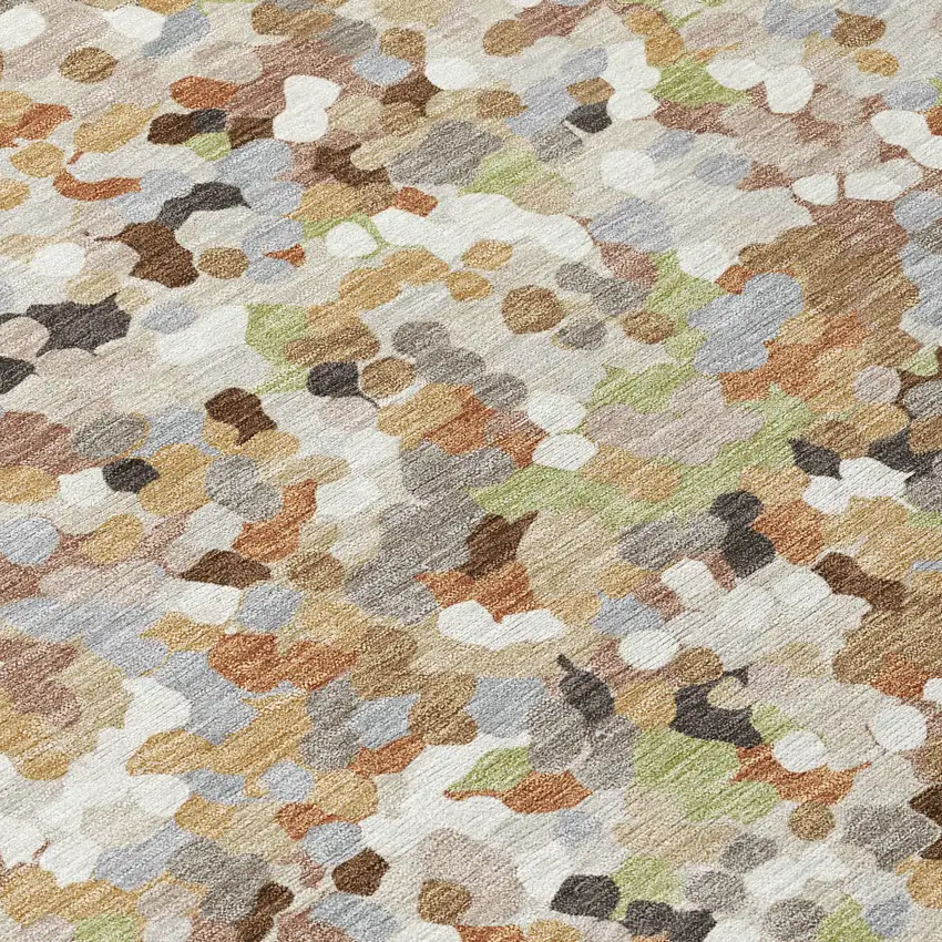 Beige And Gray Geometric Washable Indoor Outdoor Area Rug Photo 9