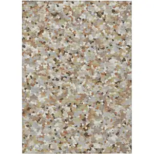 Photo of Beige And Gray Geometric Washable Indoor Outdoor Area Rug