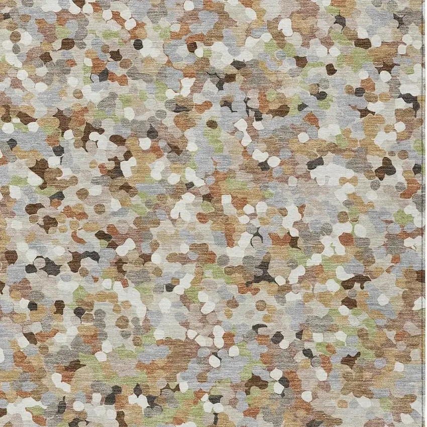 Beige And Gray Geometric Washable Indoor Outdoor Area Rug Photo 2