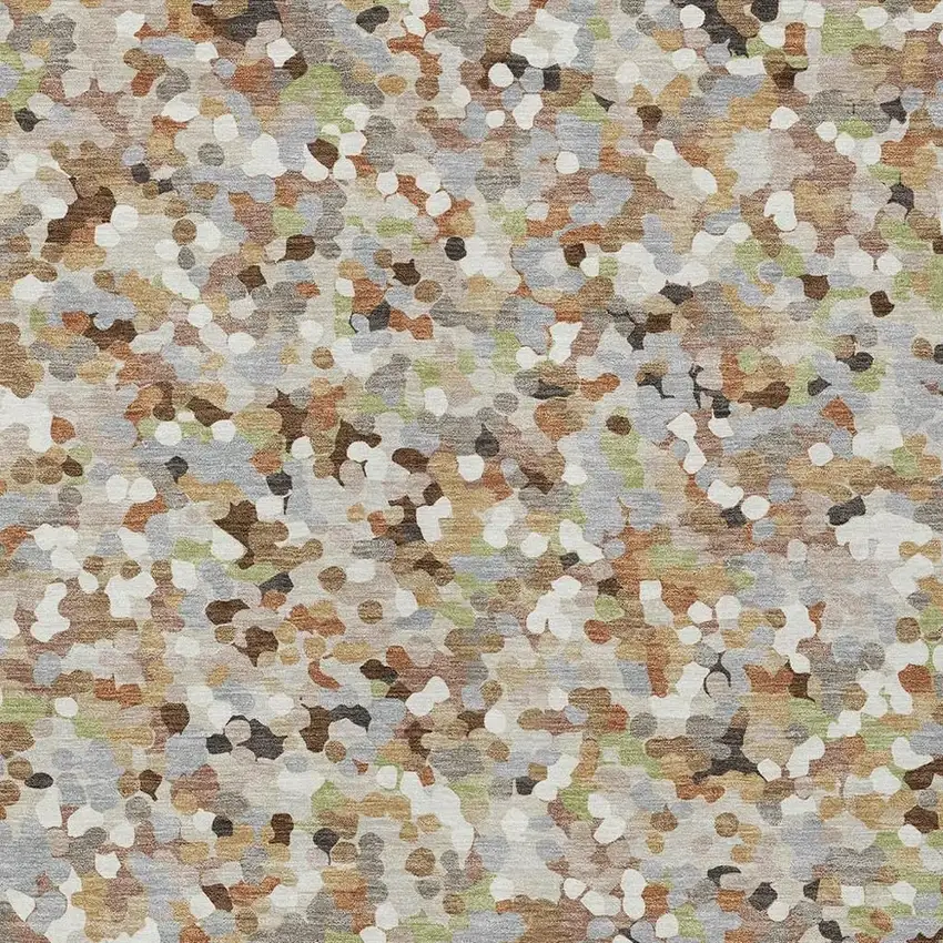 Beige And Gray Geometric Washable Indoor Outdoor Area Rug Photo 2