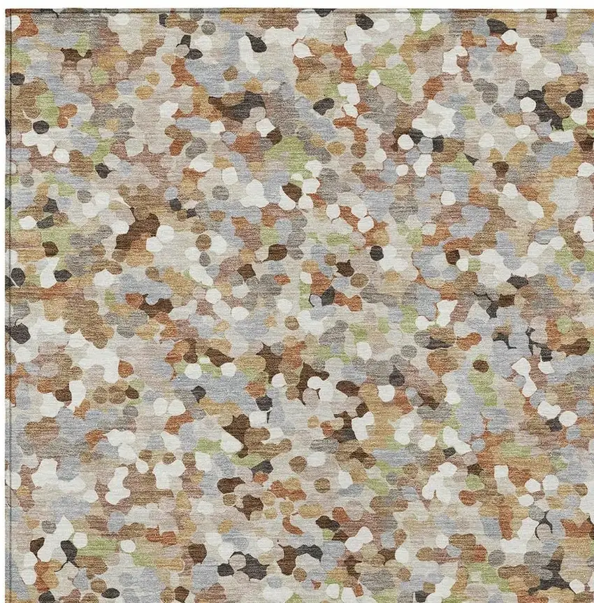 Beige And Gray Geometric Washable Indoor Outdoor Area Rug Photo 2