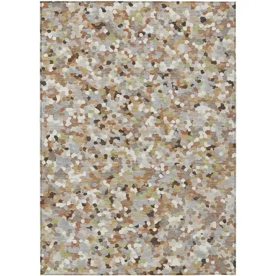 Beige And Gray Geometric Washable Indoor Outdoor Area Rug Photo 1