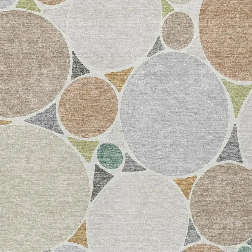 Beige And Gray Geometric Washable Indoor Outdoor Area Rug Photo 3