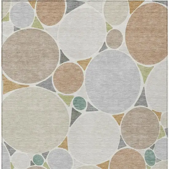 Beige And Gray Geometric Washable Indoor Outdoor Area Rug Photo 4
