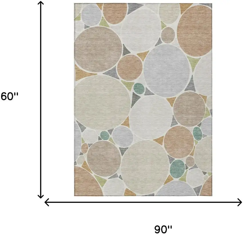 Beige And Gray Geometric Washable Indoor Outdoor Area Rug Photo 7