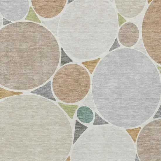Beige And Gray Geometric Washable Indoor Outdoor Area Rug Photo 3