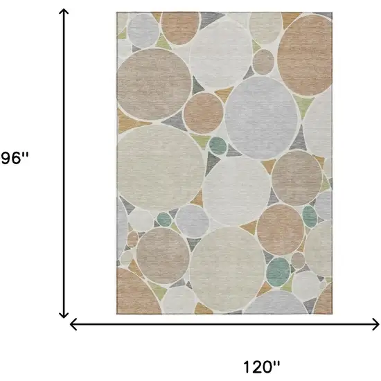 Beige And Gray Geometric Washable Indoor Outdoor Area Rug Photo 7