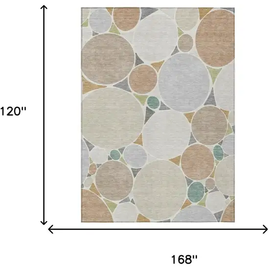 Beige And Gray Geometric Washable Indoor Outdoor Area Rug Photo 7