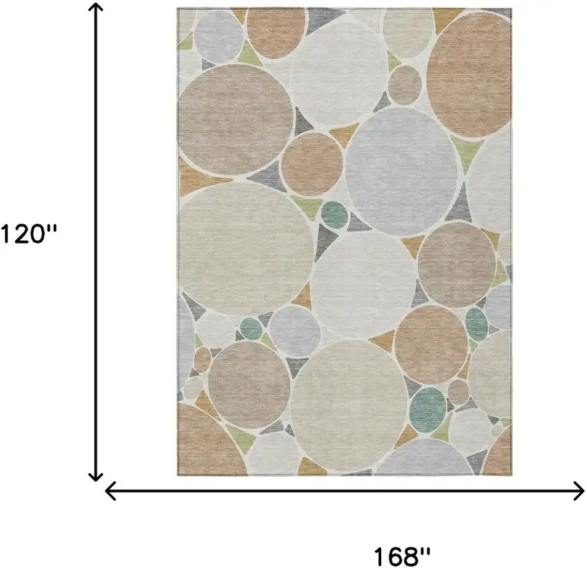 Beige And Gray Geometric Washable Indoor Outdoor Area Rug Photo 7