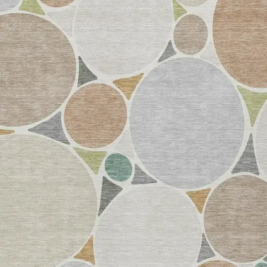 Beige And Gray Geometric Washable Indoor Outdoor Area Rug Photo 3