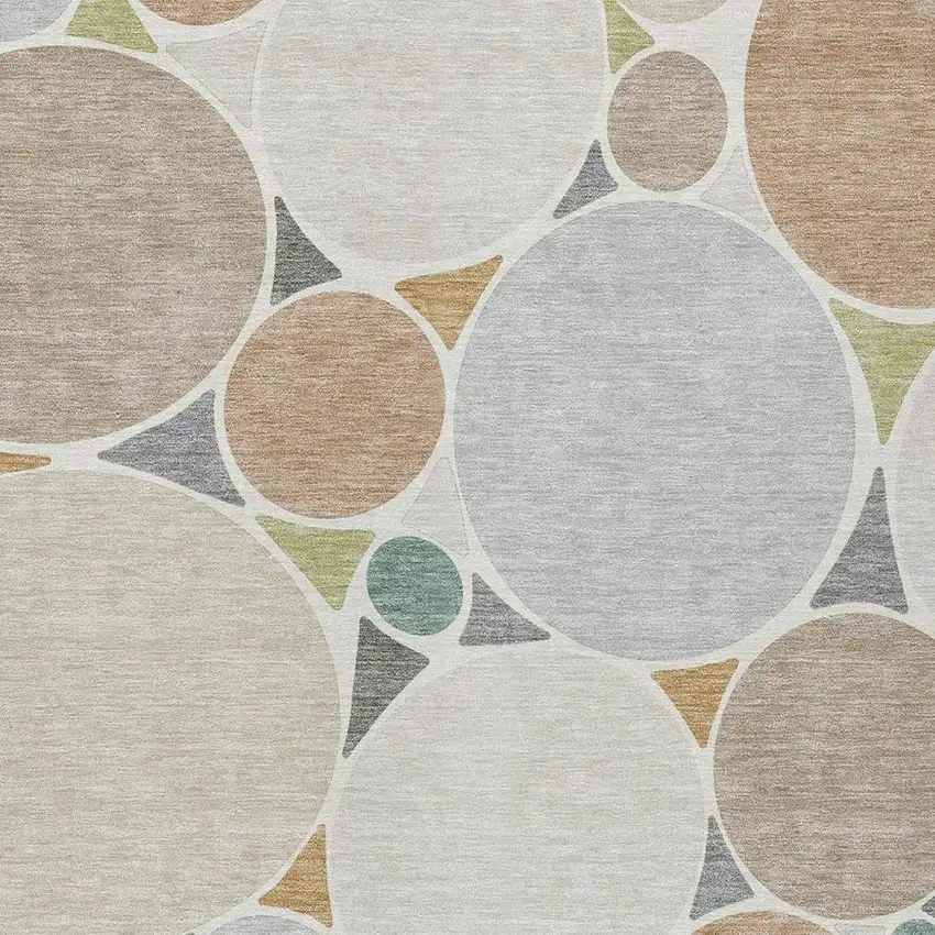 Beige And Gray Geometric Washable Indoor Outdoor Area Rug Photo 3