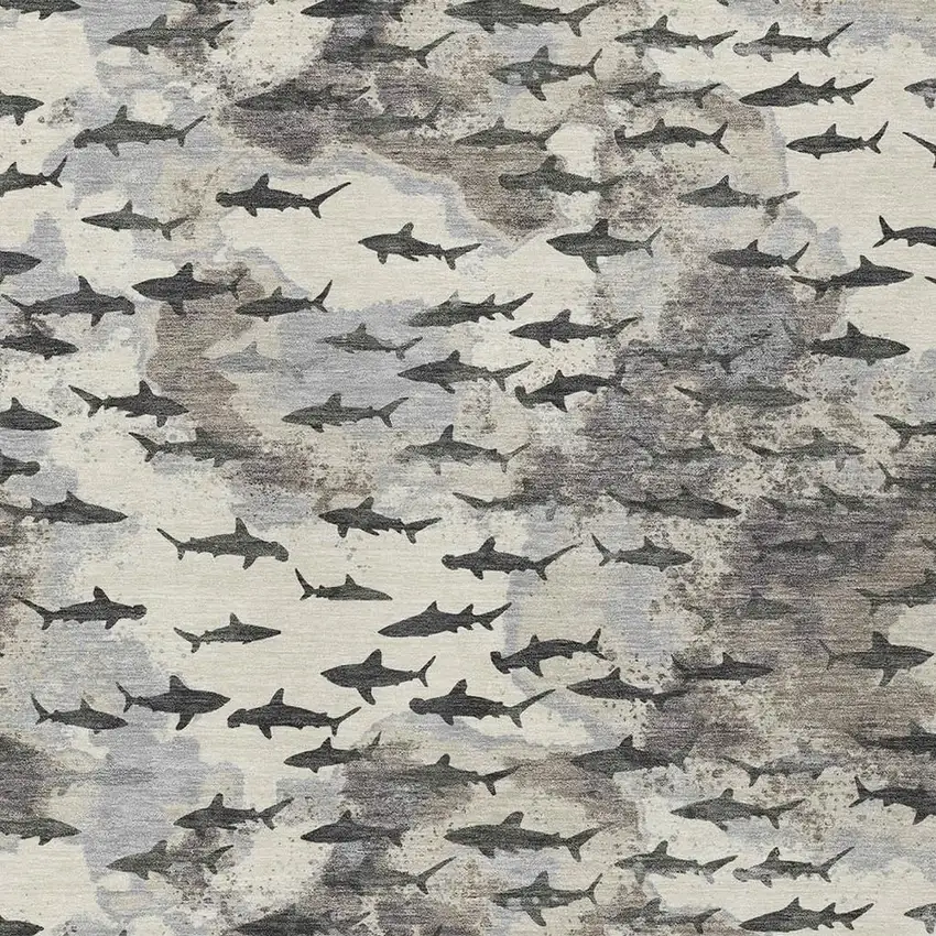 Beige And Gray Horse Washable Indoor Outdoor Area Rug Photo 2
