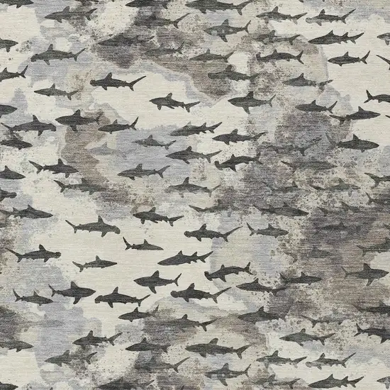 Beige And Gray Horse Washable Indoor Outdoor Area Rug Photo 2
